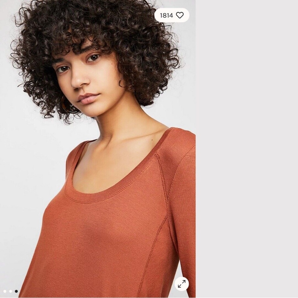 Free People We The Free January Sienna Tunic Long Bat Sleeve Top Burnt Orange - Picture 3 of 8